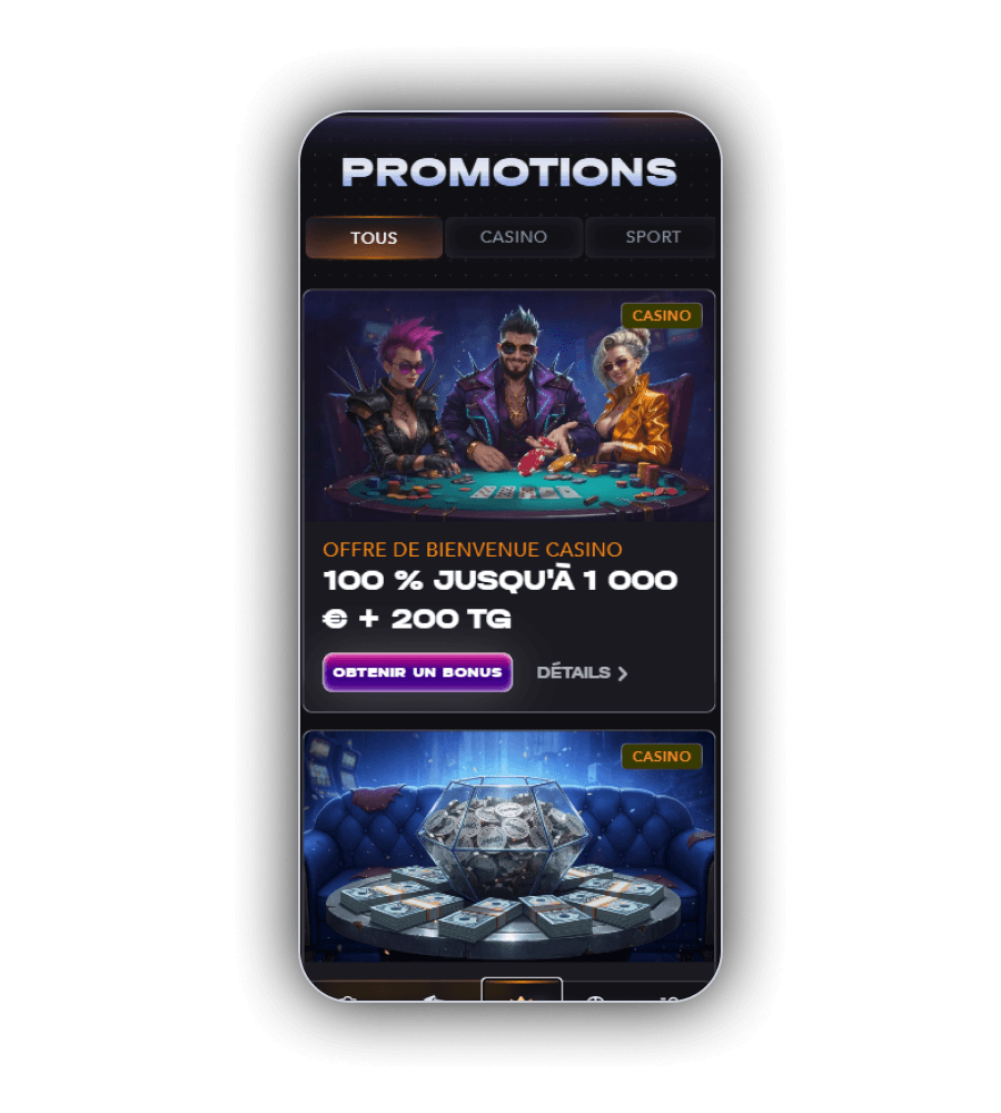 Interface du casino Mad